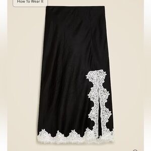 J crew Gwyneth lace-trim slip skirt in textured satin large